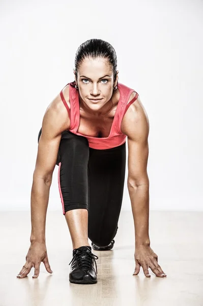 Athlete woman doing fitness exercise — Stock Photo, Image