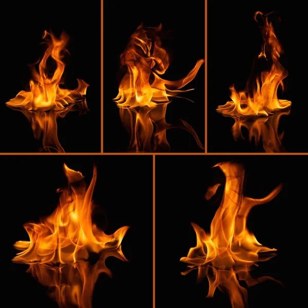 Set of fire flames — Stock Photo, Image