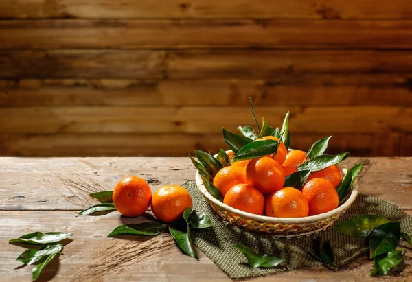 Basket with tasty tangerines — Stock Photo, Image