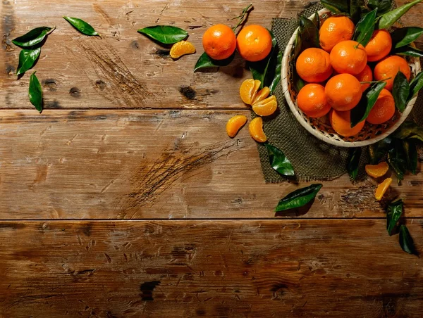 Basket with tasty tangerines — Stock Photo, Image