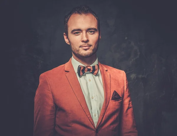 Sharp dressed fashionist wearing jacket and bow tie — Stock Photo, Image