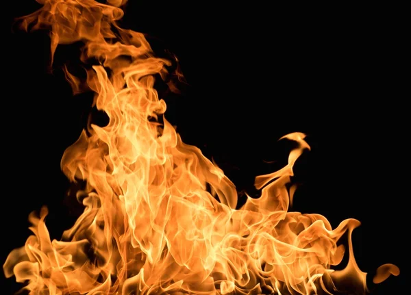 Burning flame on black background — Stock Photo, Image