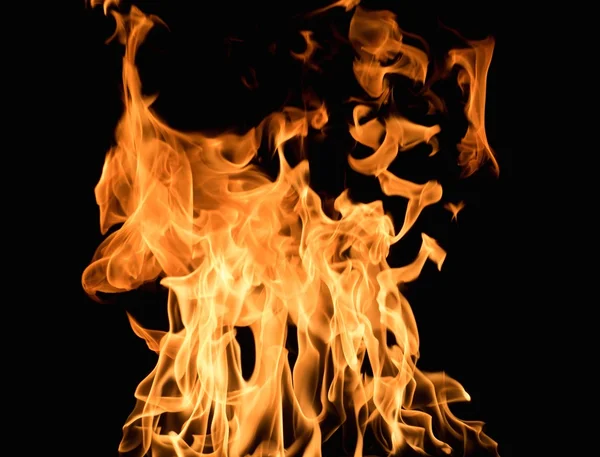 Burning flame on black background — Stock Photo, Image