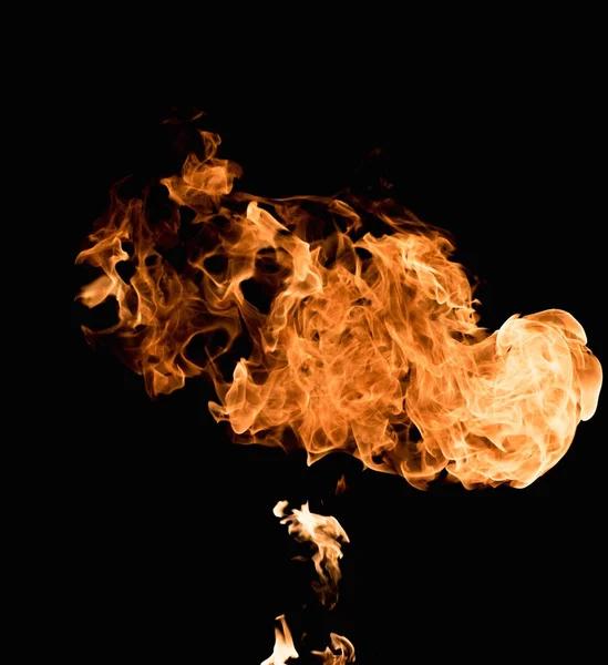 Burning flame on black background — Stock Photo, Image