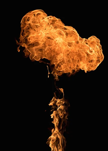 Burning flame on black background — Stock Photo, Image