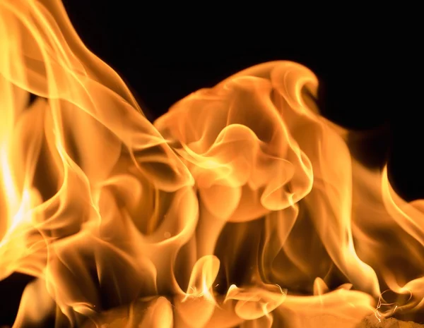 Burning flame on black background — Stock Photo, Image