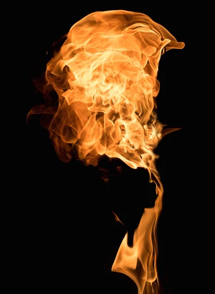 Burning flame on black background — Stock Photo, Image