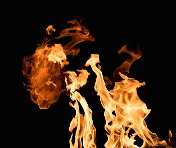 Burning flame on black background — Stock Photo, Image