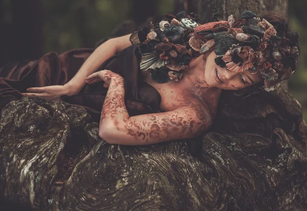 Nymph woman in a magical forest — Stock Photo, Image