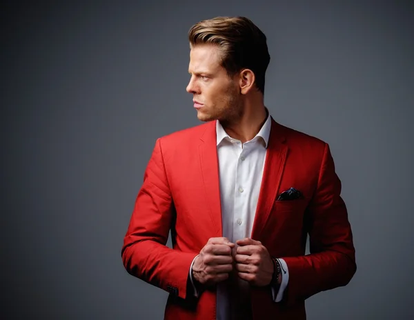 Stylish man in red jacket — Stock Photo, Image