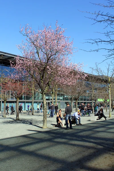 Hannover, Almanya - 13 Mart: Sergi zemin üzerinde 13 Mart 2014 CeBIT bilgisayar Fuarı, hannover, Almanya. dünyanın en büyük bilgisayar Fuarı CeBIT olduğunu — Stok fotoğraf