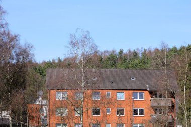 Orman ağaçları arasında evde