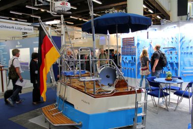 Hamburg, Almanya - 31 Ekim: Hanseboot Expo tarihinde 31 Ekim 2014 Hanseboot - uluslararası boat show, Hamburg, Almanya.