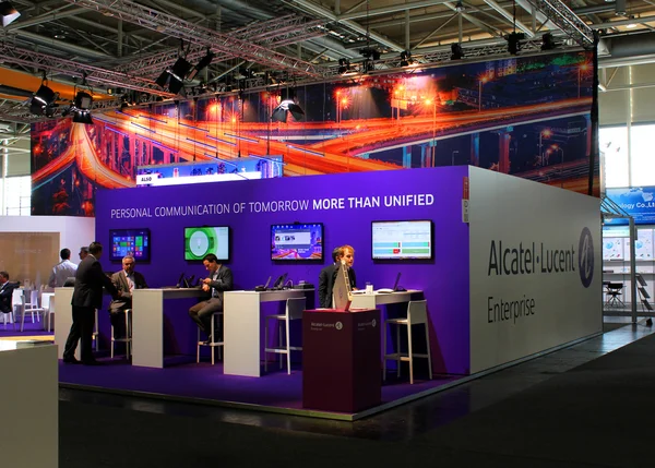 HANNOVER, GERMANY - MARCH 20: The stand of Alcatel-Lucent on Mar — Stock Photo, Image