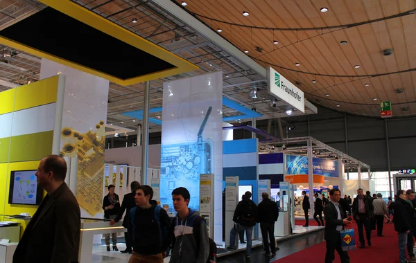 HANNOVER, GERMANY - MARCH 20: The stand of Fraunhofer on March 20, 2015 at CEBIT computer expo, Hannover, Germany. CeBIT is the world's largest computer expo — Stock Photo, Image