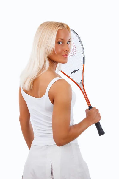 Woman in a white dress — Stock Photo, Image