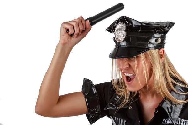 Agressive police woman — Stock Photo, Image