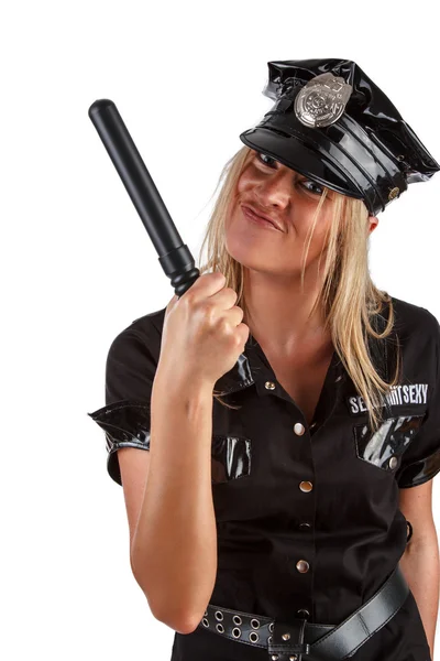 Agressieve politie vrouw. — Stockfoto