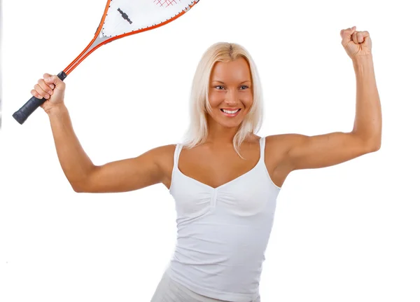 Mujer en un vestido de tenis blanco —  Fotos de Stock