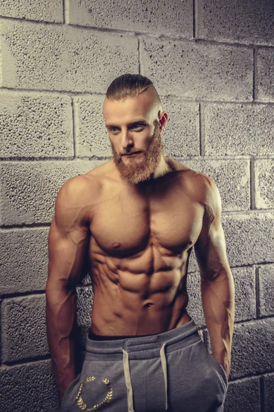 Hombre musculoso sin camisa con barba — Foto de Stock