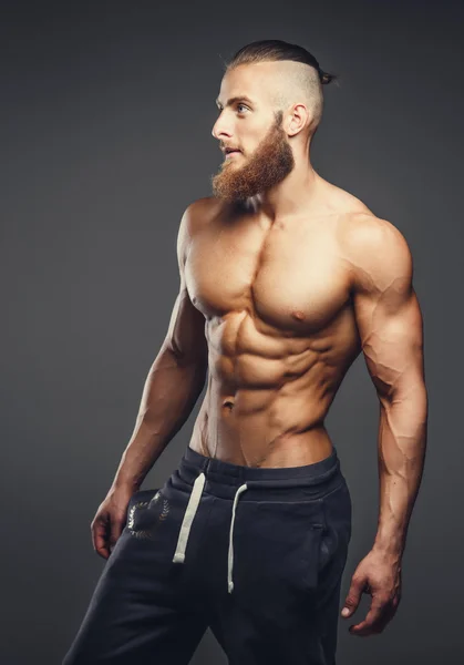 Shirtless muscular man with beard — Stock Photo, Image