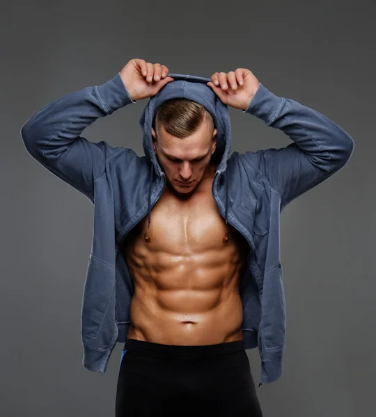 Man in a blue hoodie — Stock Photo, Image