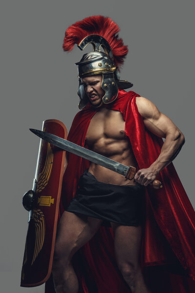 man in roman armour.