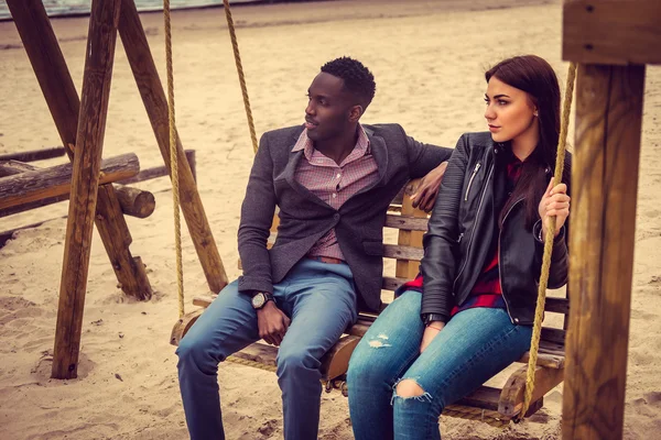 Afro-american guy with caucasian female — Stock Photo, Image