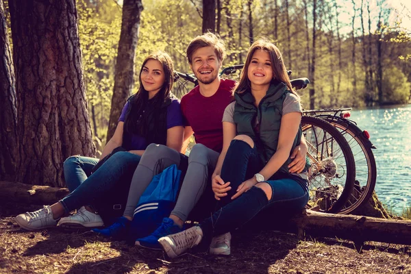 Amici che si rilassano in un parco — Foto Stock