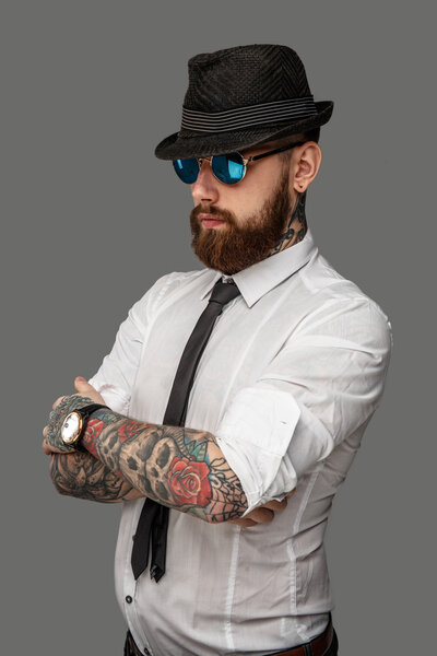 Brutal man in white shirt