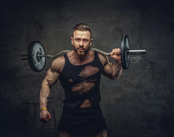 Portret van bebaarde bodybuilder — Stockfoto