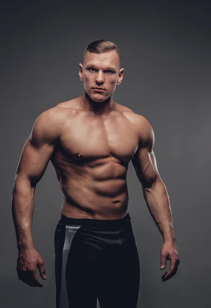 Portrait of suntanned shirtless fitness male — Stock Photo, Image