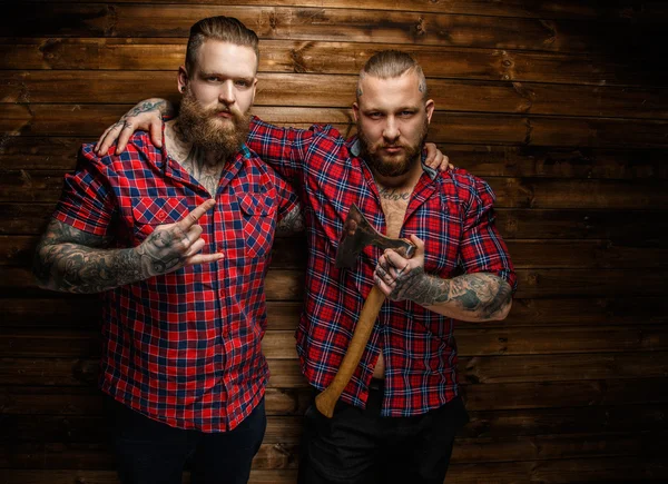 Two brutal hipsters — Stock Photo, Image