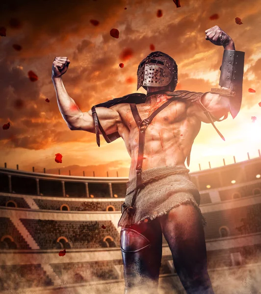 Brutal gladiator in coliseum — Stock Photo, Image