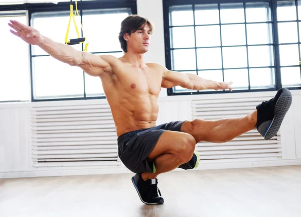 Shirtless sporty male on a floor — Stock Photo, Image