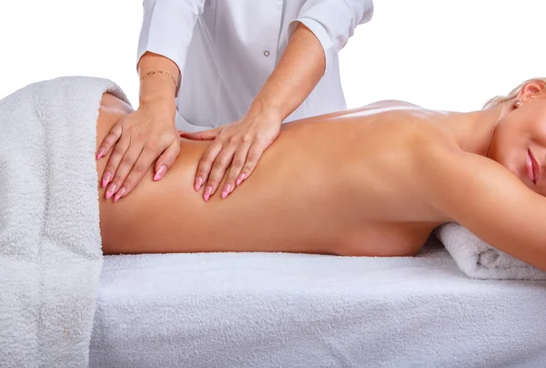 Frau genießt Rückenmassage — Stockfoto