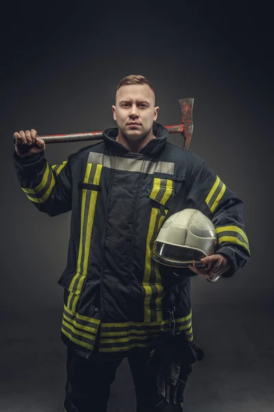 Male in firefighter costume. — Stock Photo, Image