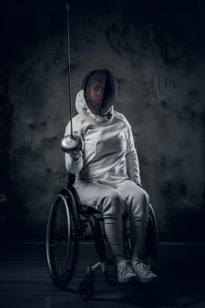 여성 장애인 휠체어 검객 — 스톡 사진