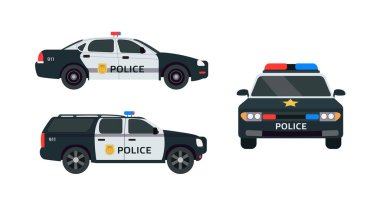 Modern polis arabaları beyaz arka planda vektör