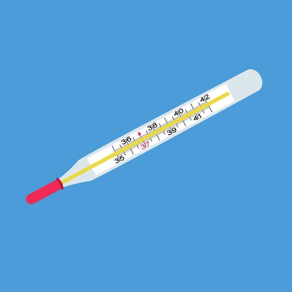 蓝色背景图中的单一温度计 — 图库矢量图片