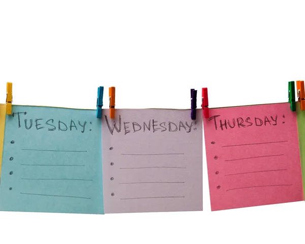 Haftanın günleri ile renkli kağıt — Stok fotoğraf