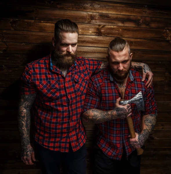 Two brutal huge males with beards — Stock Photo, Image