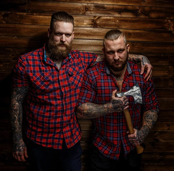 Two brutal huge males with beards — Stock Photo, Image