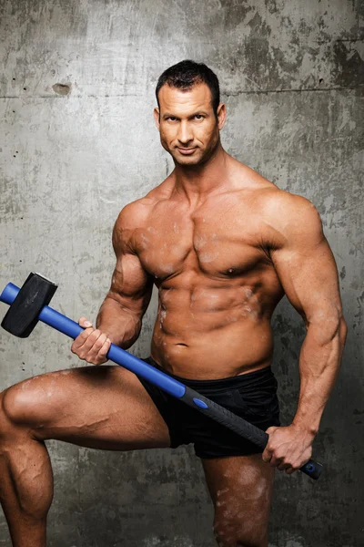 Muscular man in black shorts. — Stock Photo, Image