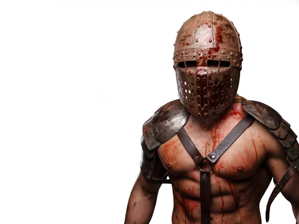 Gladiator in helmet with muscular body. — Stock Photo, Image