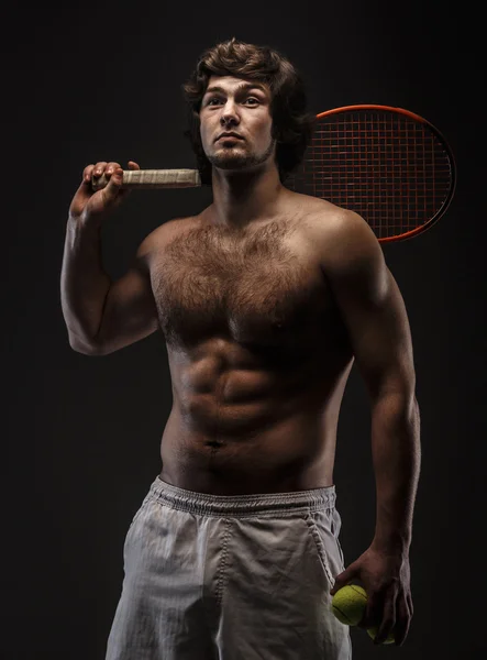 Tennista maschio con racchetta . — Foto Stock