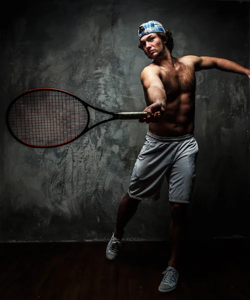 Tennisspelare med racket. — Stockfoto