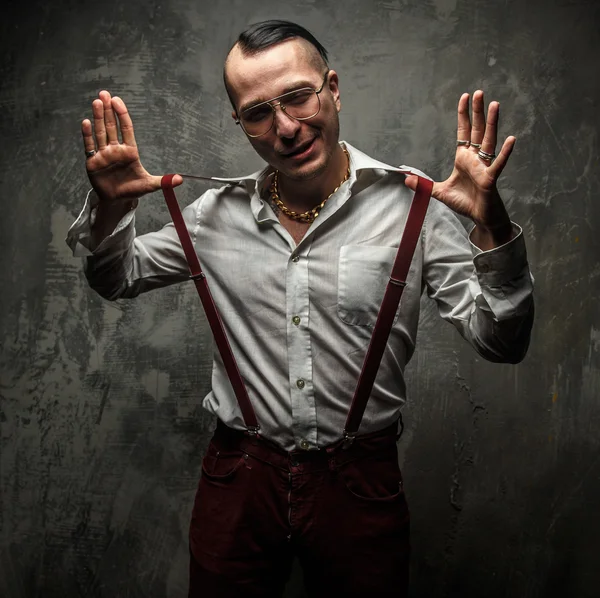 Male in white t shirt in studio. — Stock Photo, Image