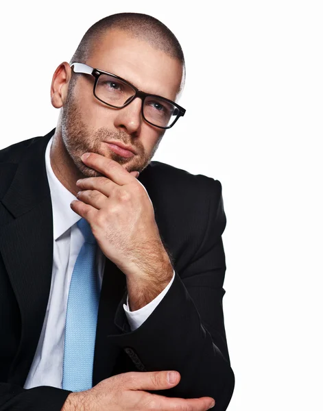 Hombre de negocios en un traje aislado en blanco — Foto de Stock