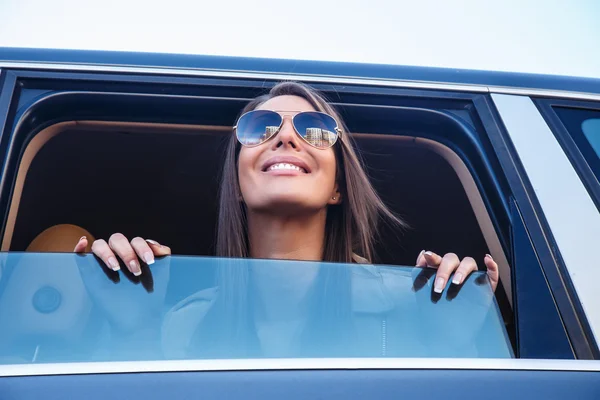 Awesome girl in blue sunglasses — Stock Photo, Image